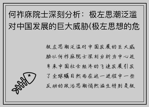 何祚庥院士深刻分析：极左思潮泛滥对中国发展的巨大威胁(极左思想的危害)